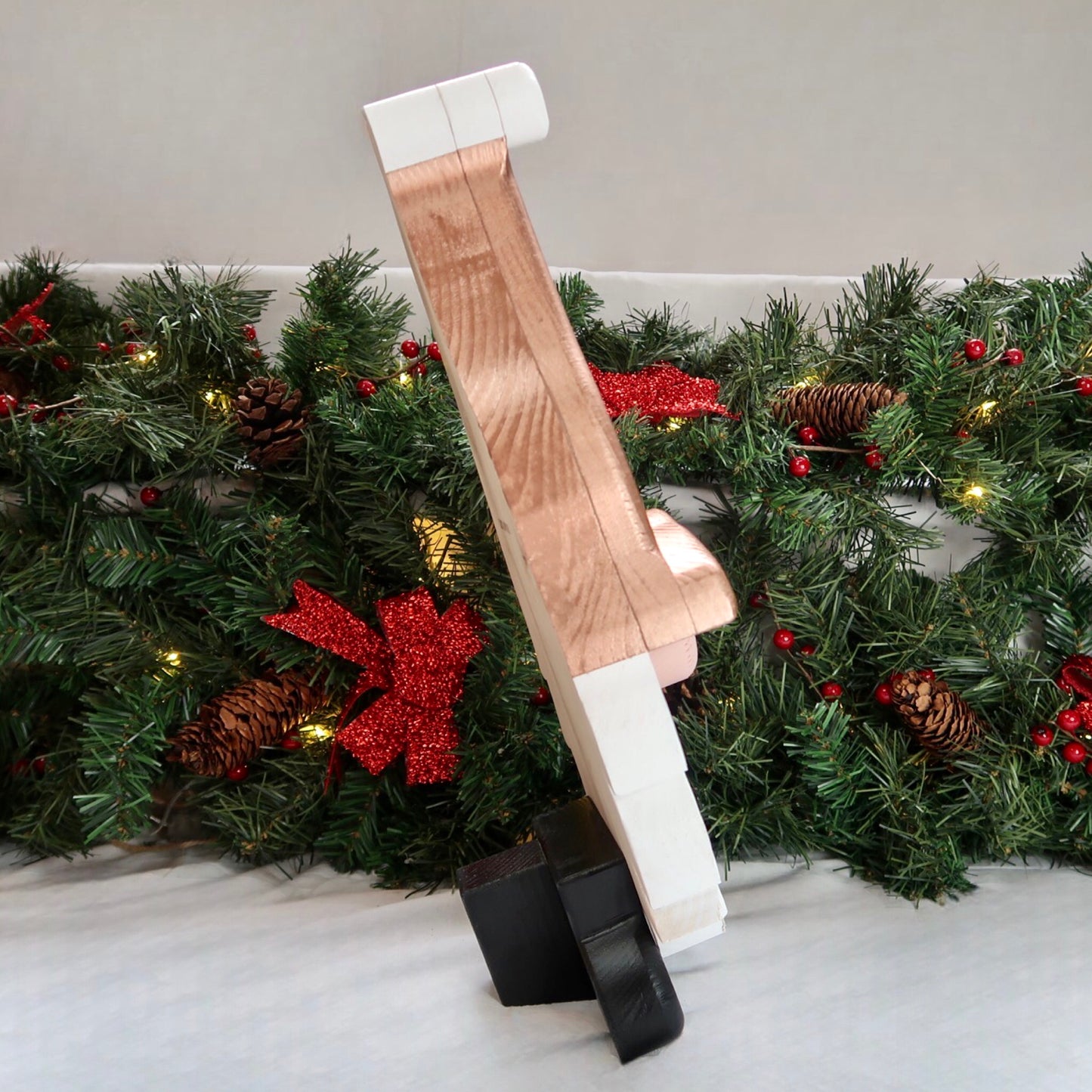 Festive Gonk - Handmade Decorative Wooden Gnome - Copper Rose Gold