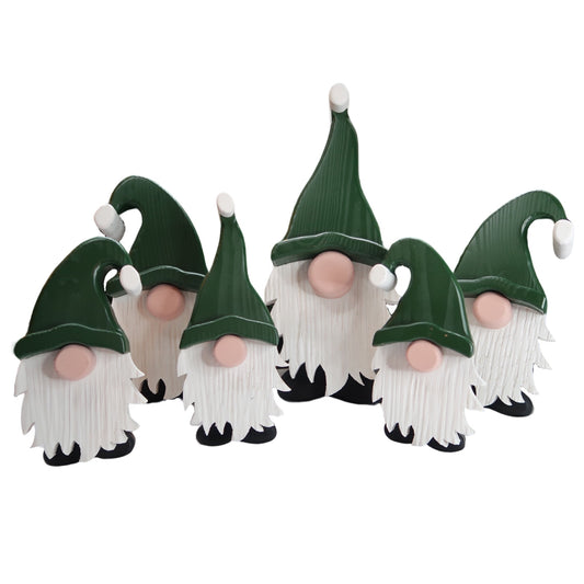 Festive Gonk - Handmade Decorative Wooden Gnome - Forest Green