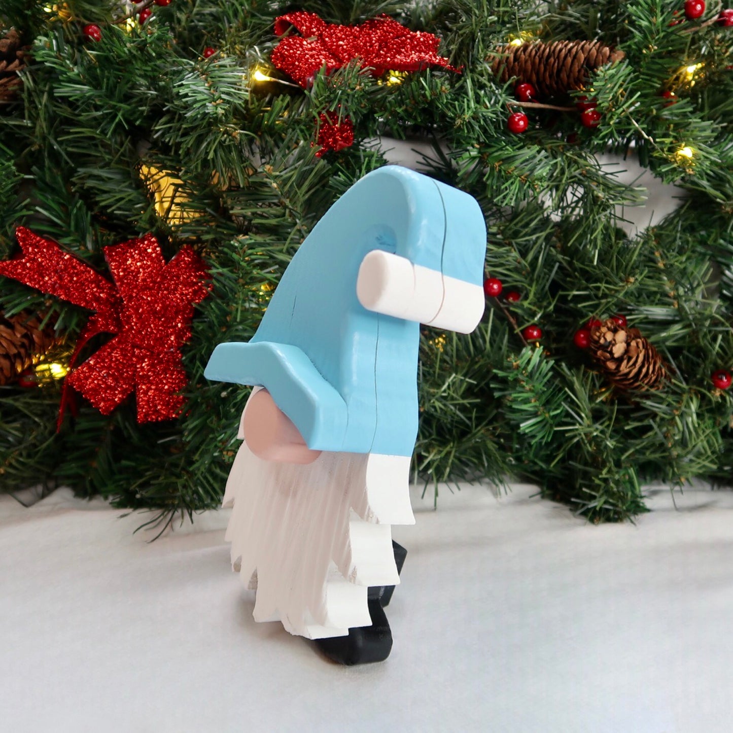 Festive Gonk - Handmade Decorative Wooden Gnome - Sky Blue