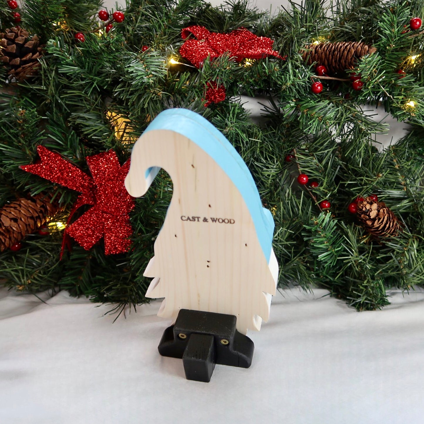 Festive Gonk - Handmade Decorative Wooden Gnome - Sky Blue
