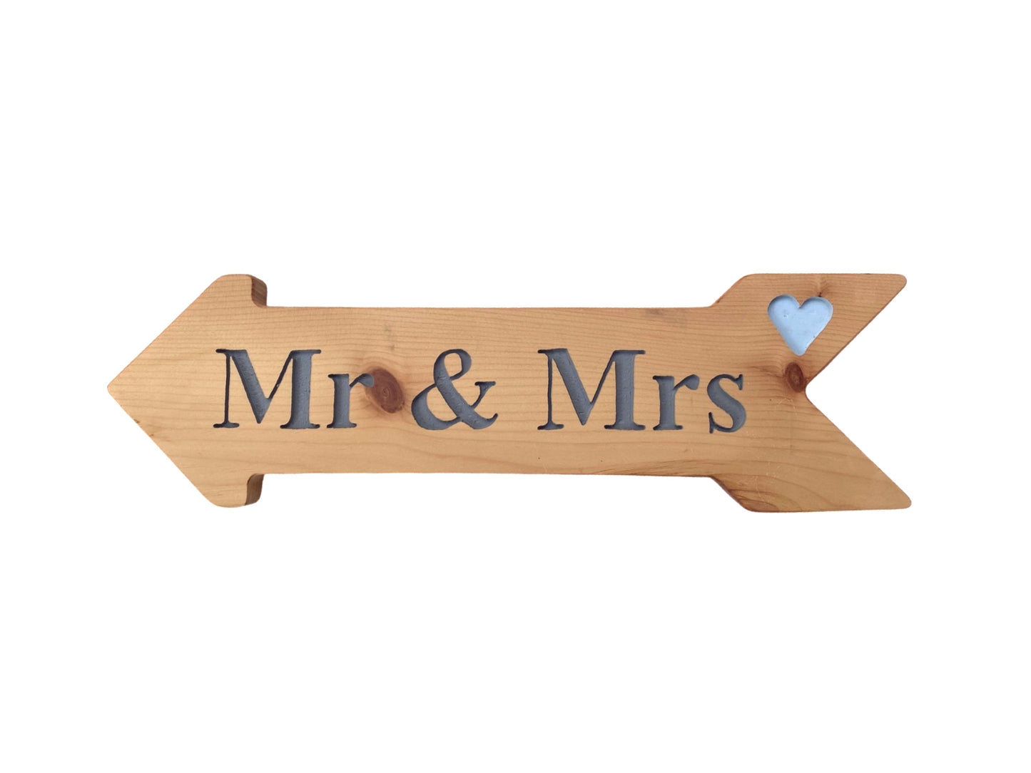Mr & Mrs Hand Carved Wedding Arrow Sign