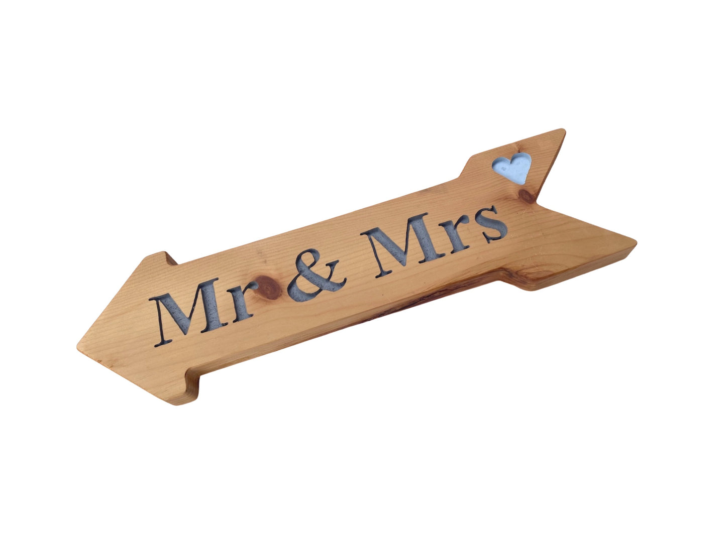 Mr & Mrs Hand Carved Wedding Arrow Sign