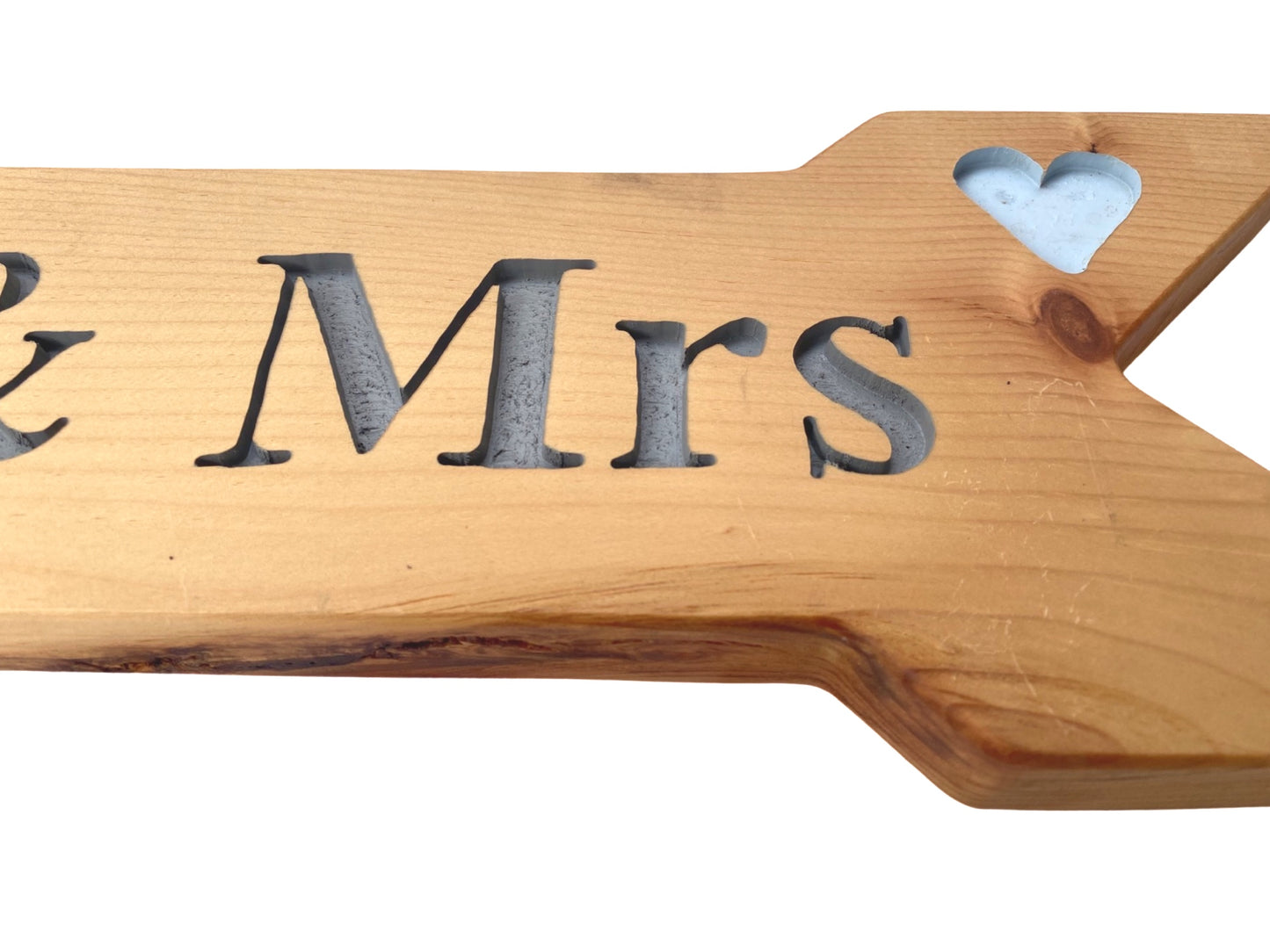 Mr & Mrs Hand Carved Wedding Arrow Sign