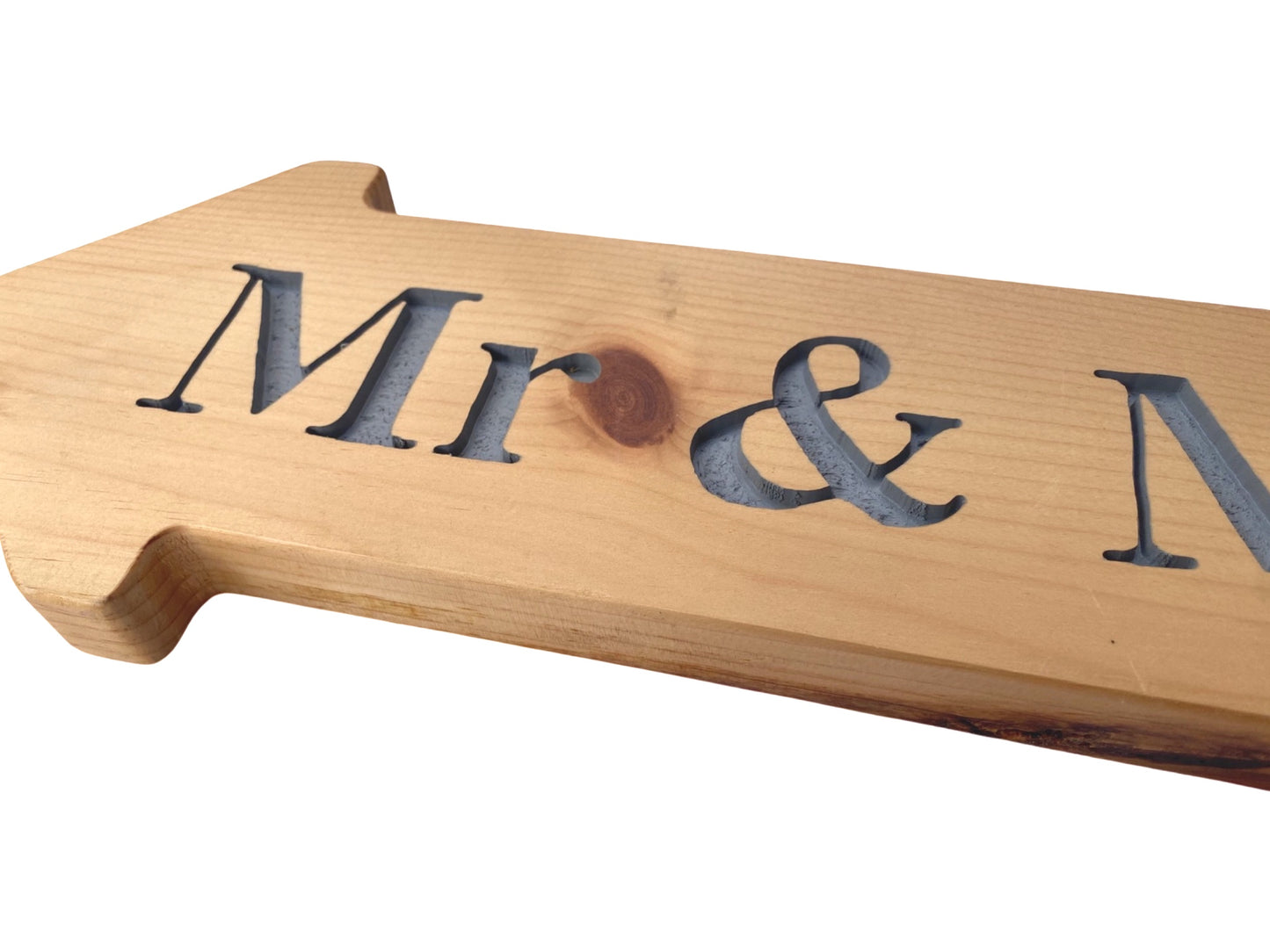 Mr & Mrs Hand Carved Wedding Arrow Sign