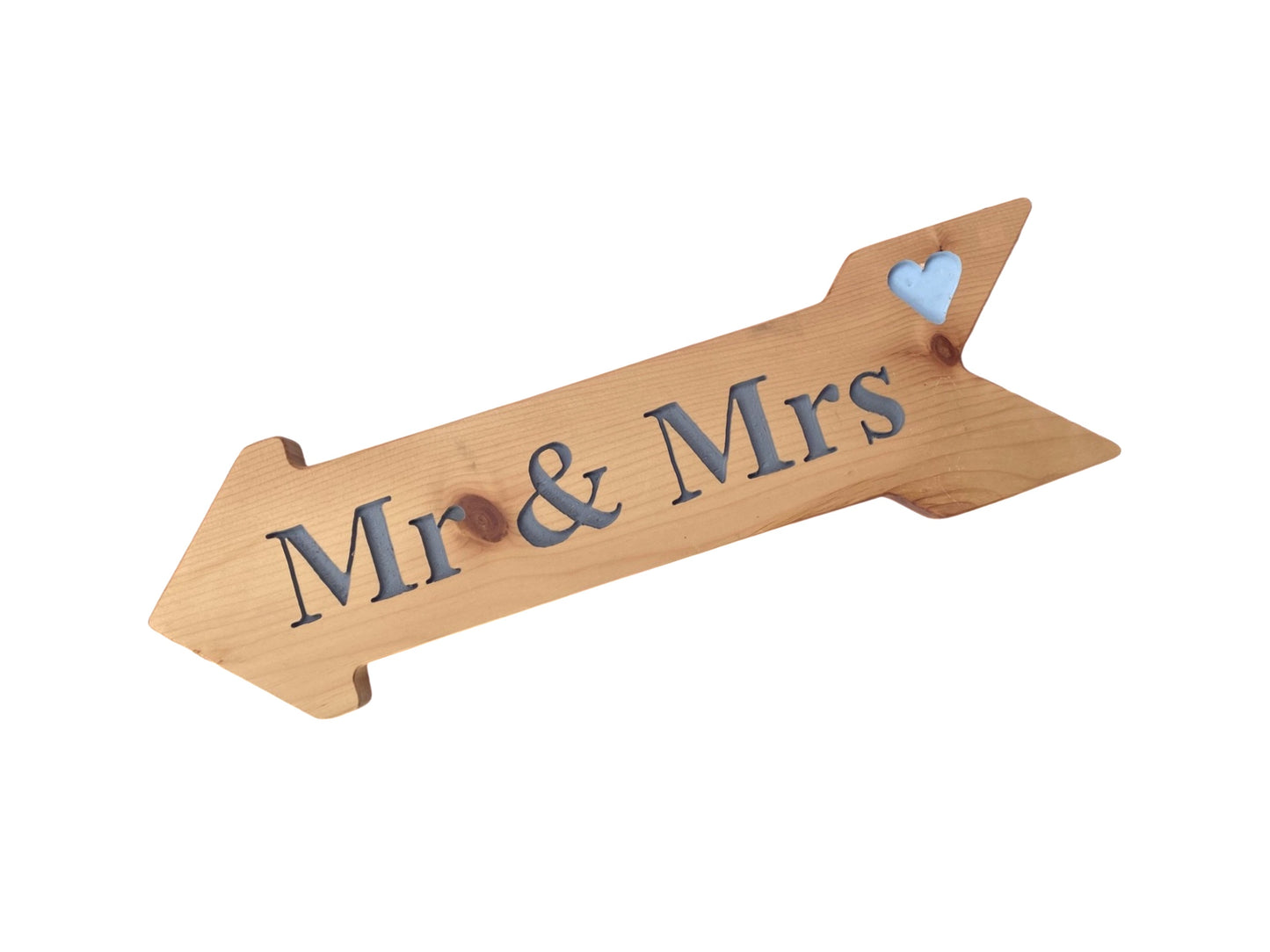 Mr & Mrs Hand Carved Wedding Arrow Sign