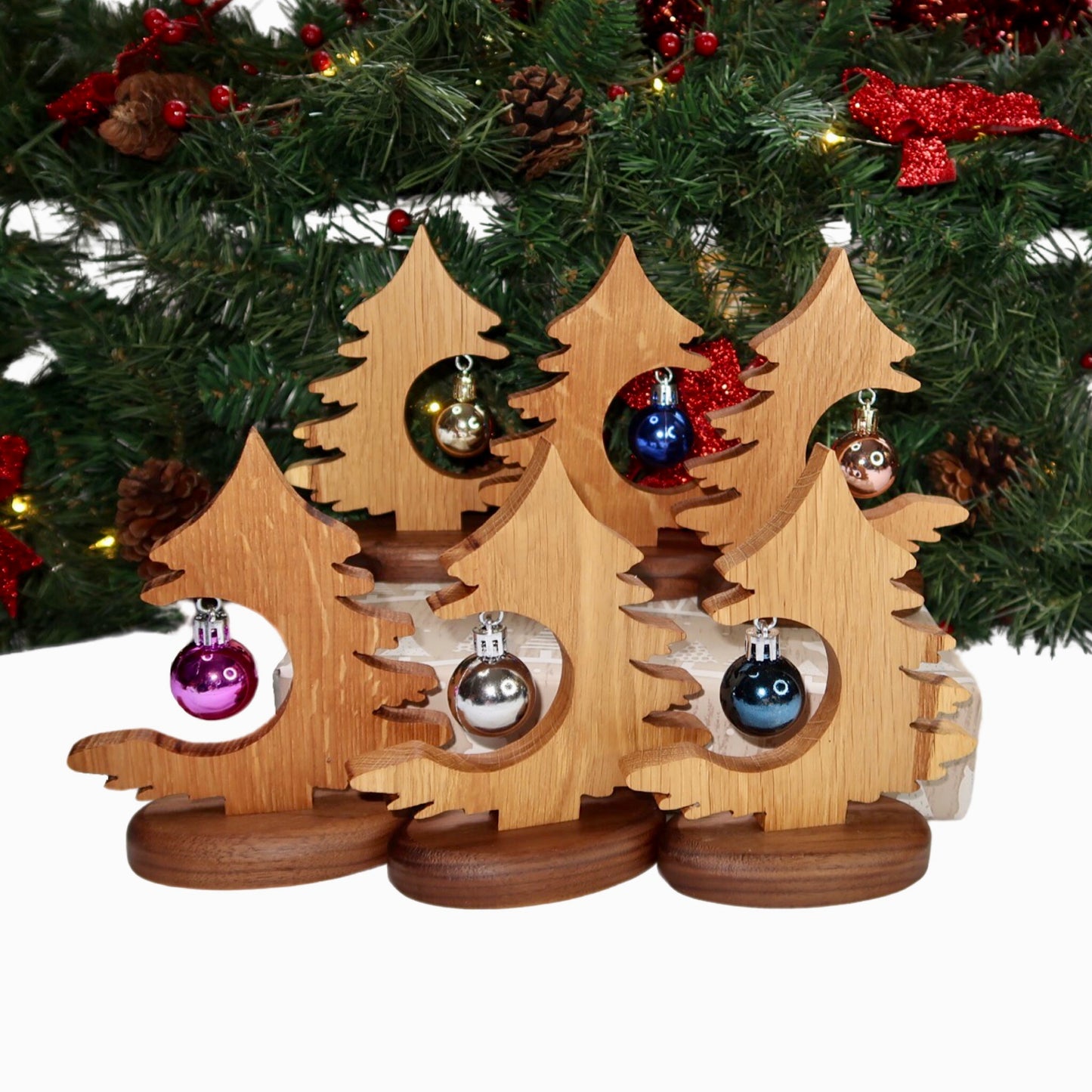 Solid Oak and Walnut Desktop Christmas Tree