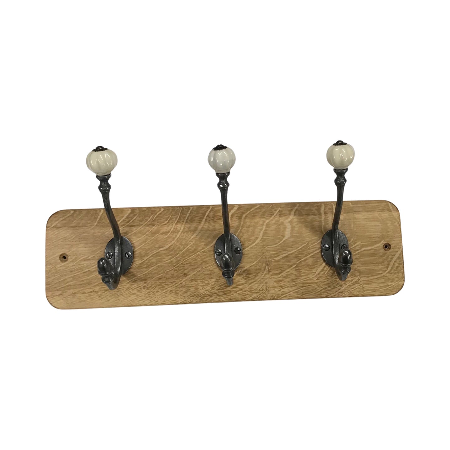 Off White - Oak Backed Mounted Coat Rack