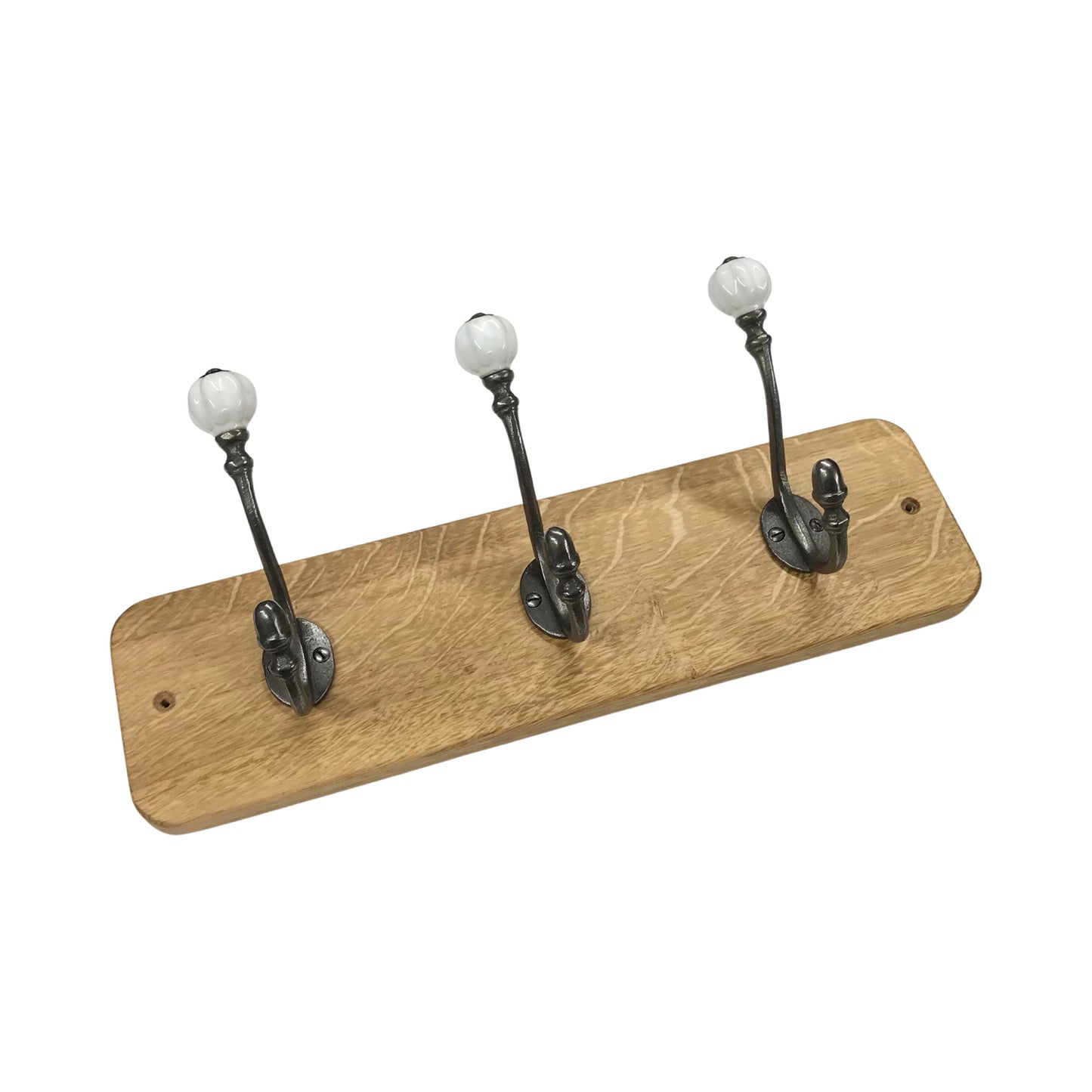 White Acorn - Oak Backed Mounted Coat Rack