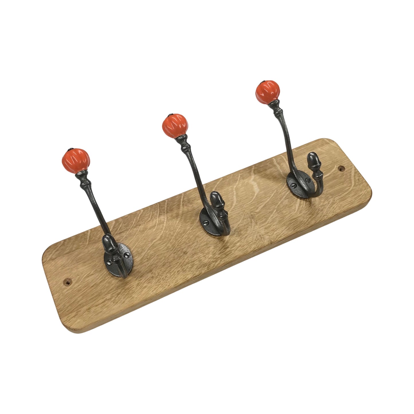 Orange Acorn - Oak Backed Mounted Coat Rack