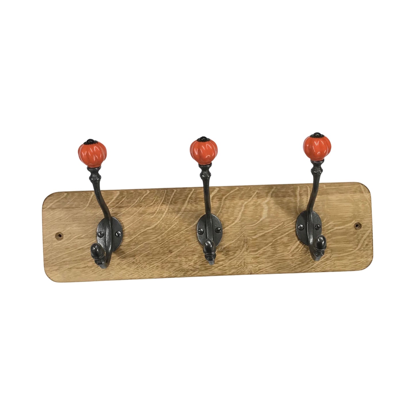 Orange Acorn - Oak Backed Mounted Coat Rack