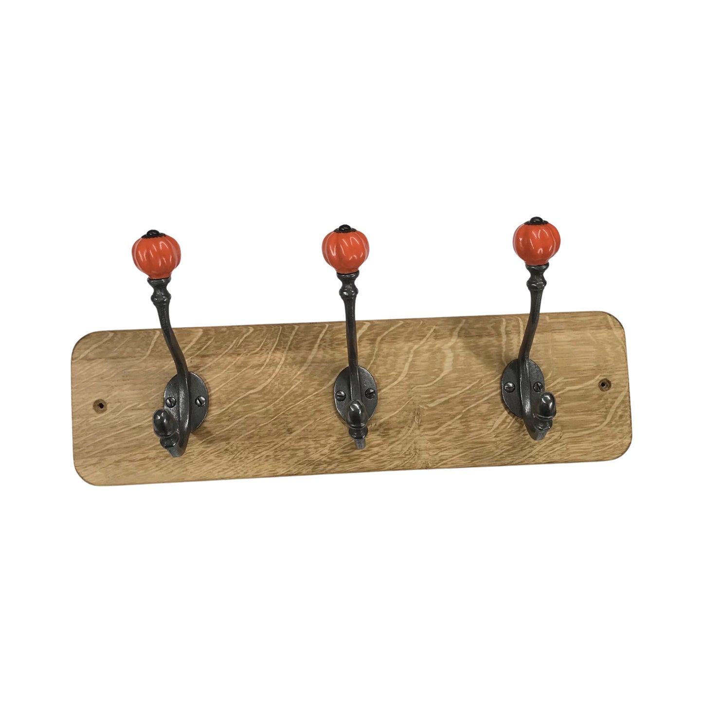 Orange Acorn - Oak Backed Mounted Coat Rack
