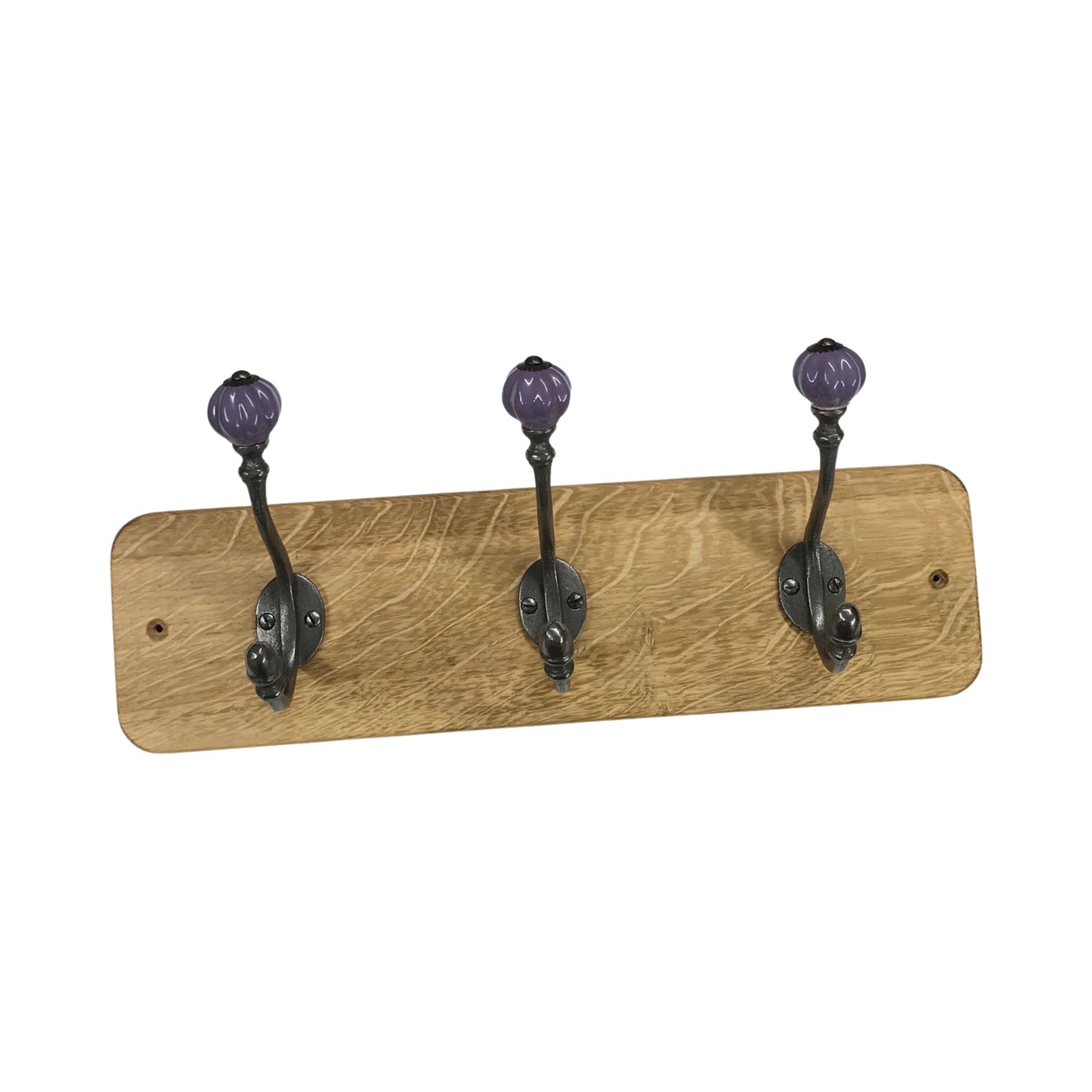 Purple - Oak Backed Mounted Coat Rack