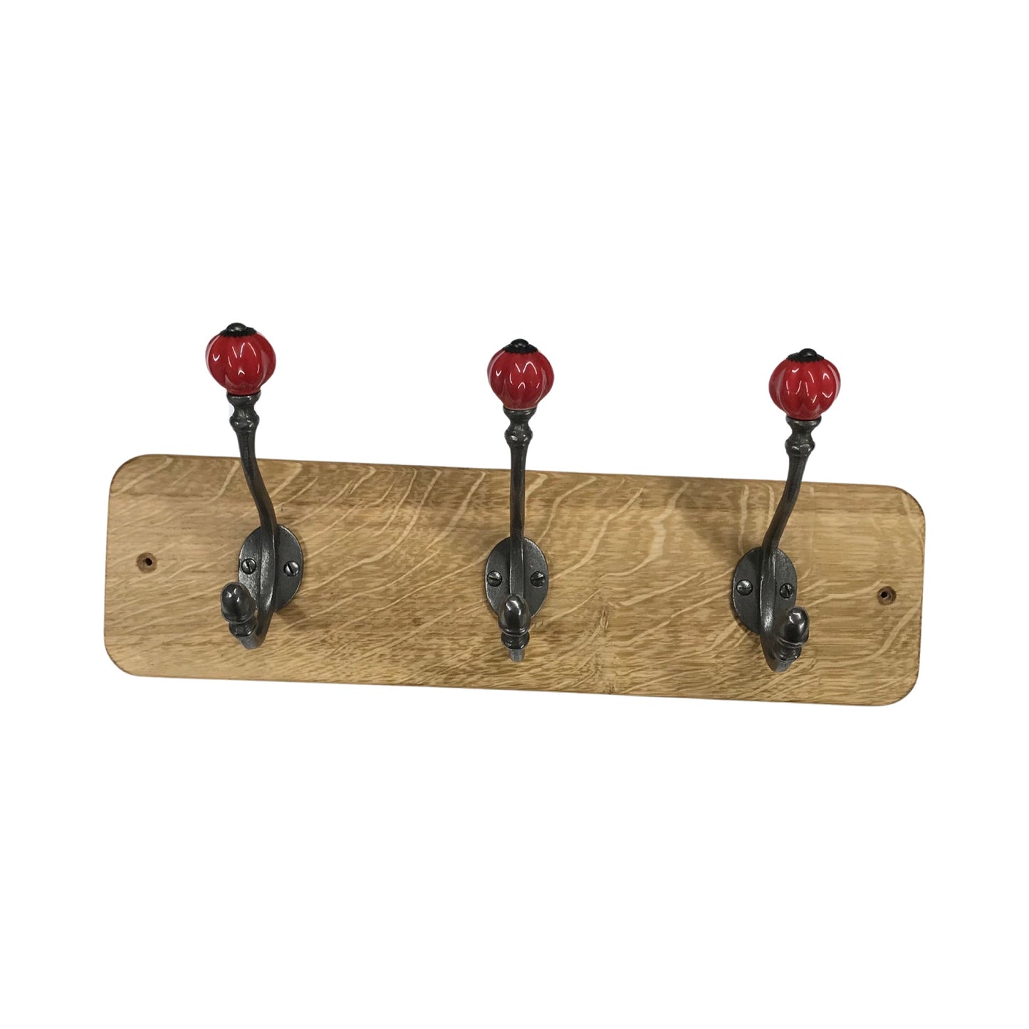 Red Acorn - Oak Backed Mounted Coat Rack