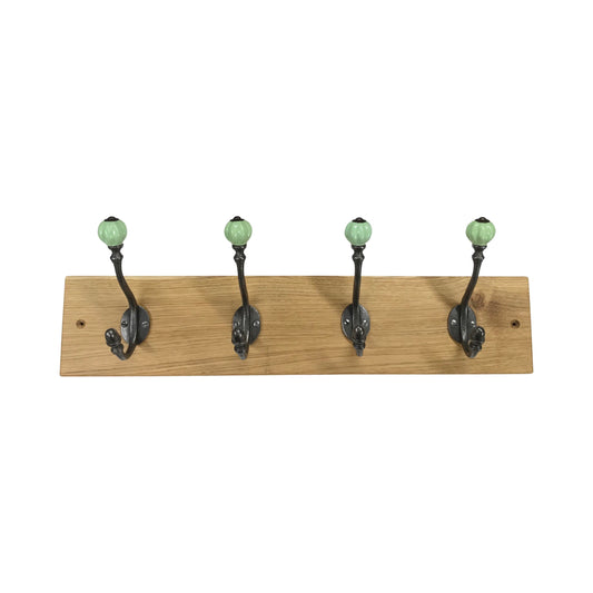 Spring Green - Oak Backed Mounted Coat Rack