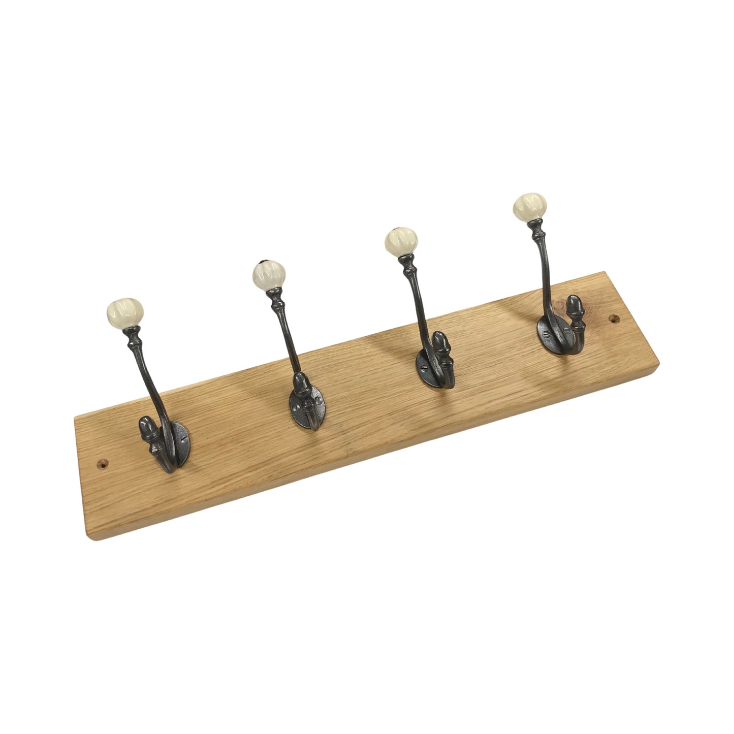 Off White - Oak Backed Mounted Coat Rack