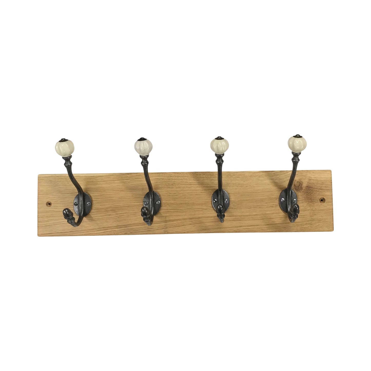 Off White - Oak Backed Mounted Coat Rack
