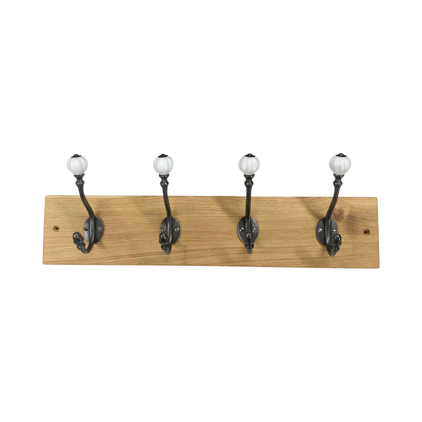 White Acorn - Oak Backed Mounted Coat Rack