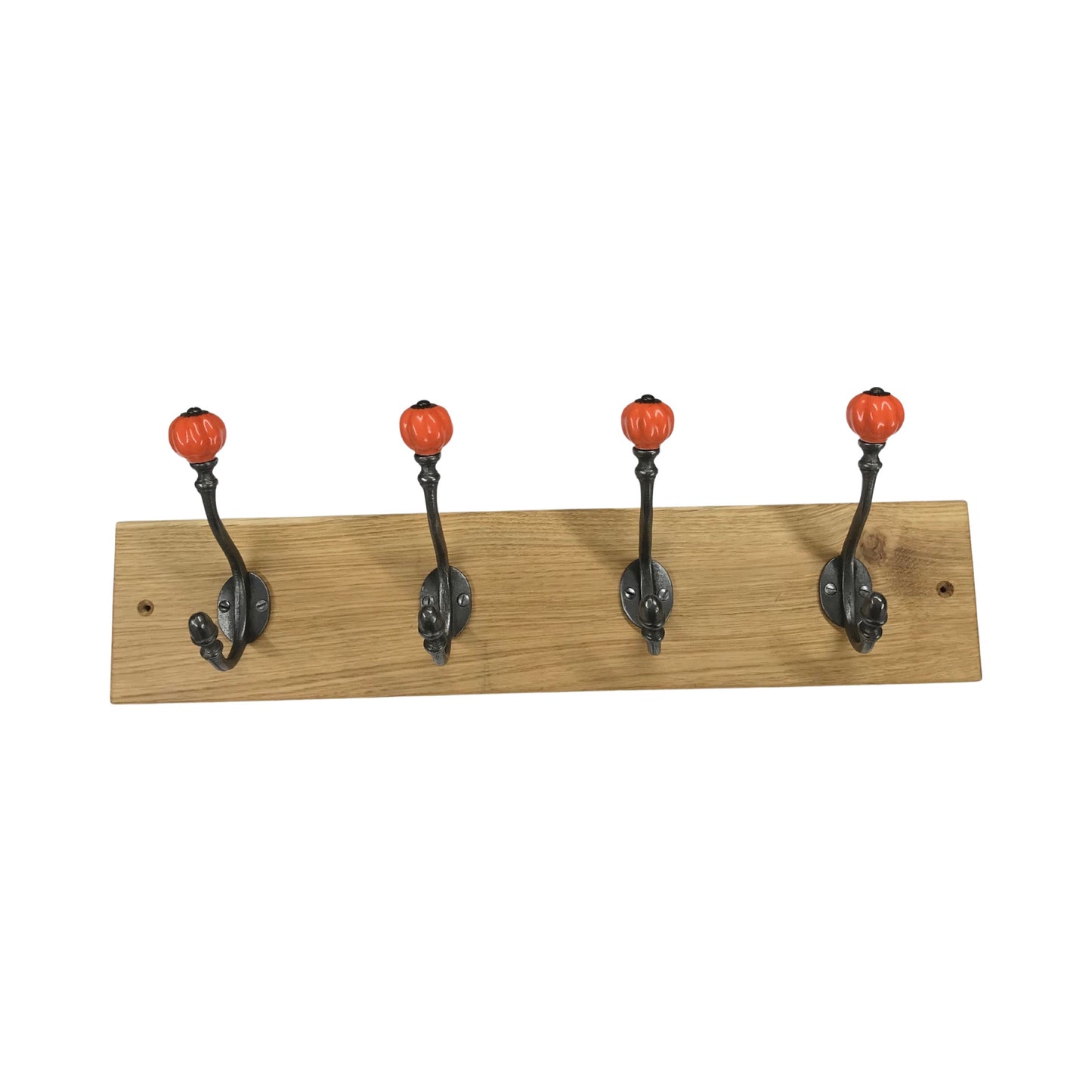 Orange Acorn - Oak Backed Mounted Coat Rack