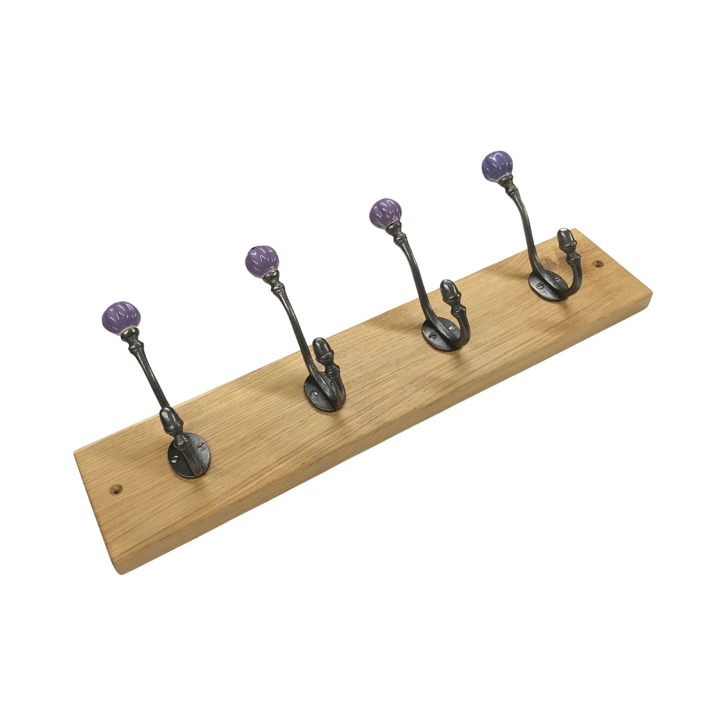 Purple - Oak Backed Mounted Coat Rack