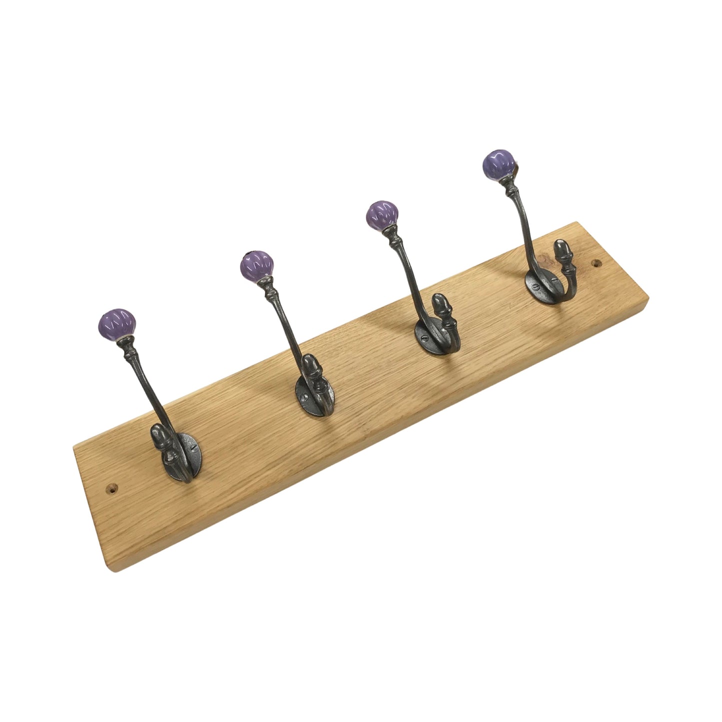 Purple - Oak Backed Mounted Coat Rack