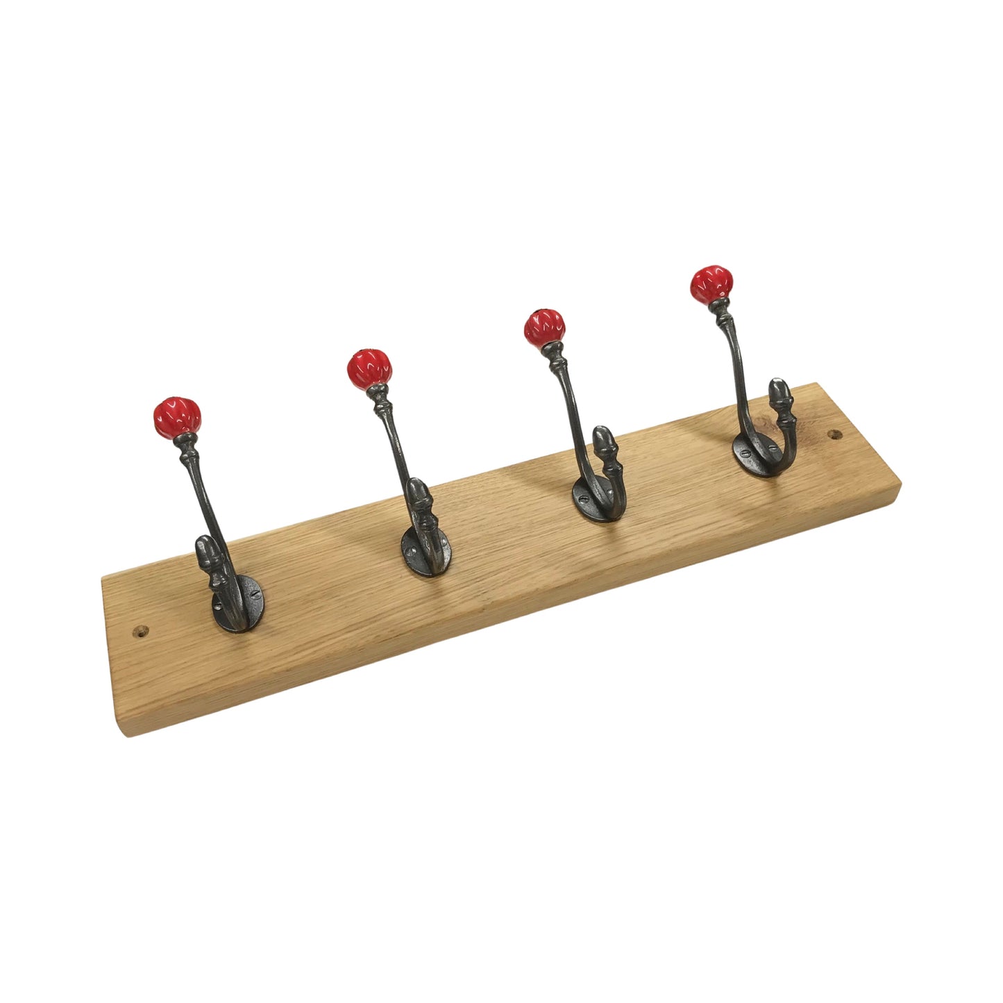 Red Acorn - Oak Backed Mounted Coat Rack