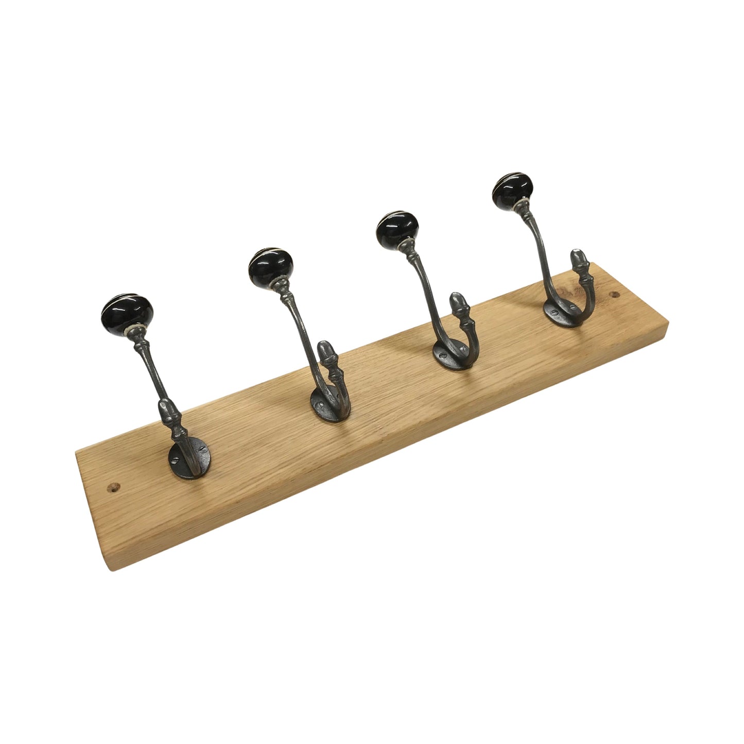 Black & White Stripe - Oak Backed Mounted Coat Rack