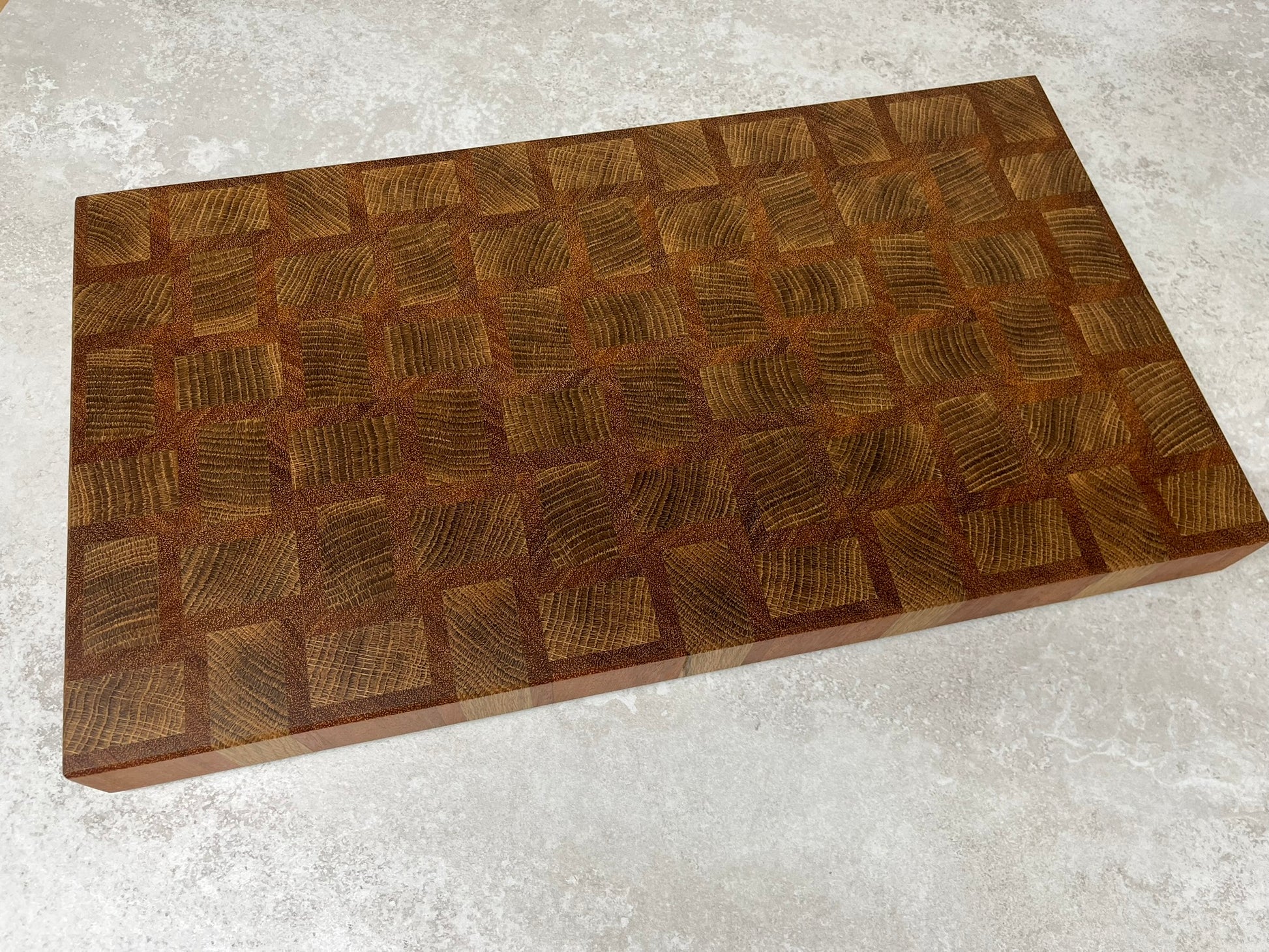 Cast and Wood Handmade Extra Large Wooden Chopping Board, Chunky butchers block style - Made from Oak / Sapele end grain hardwood