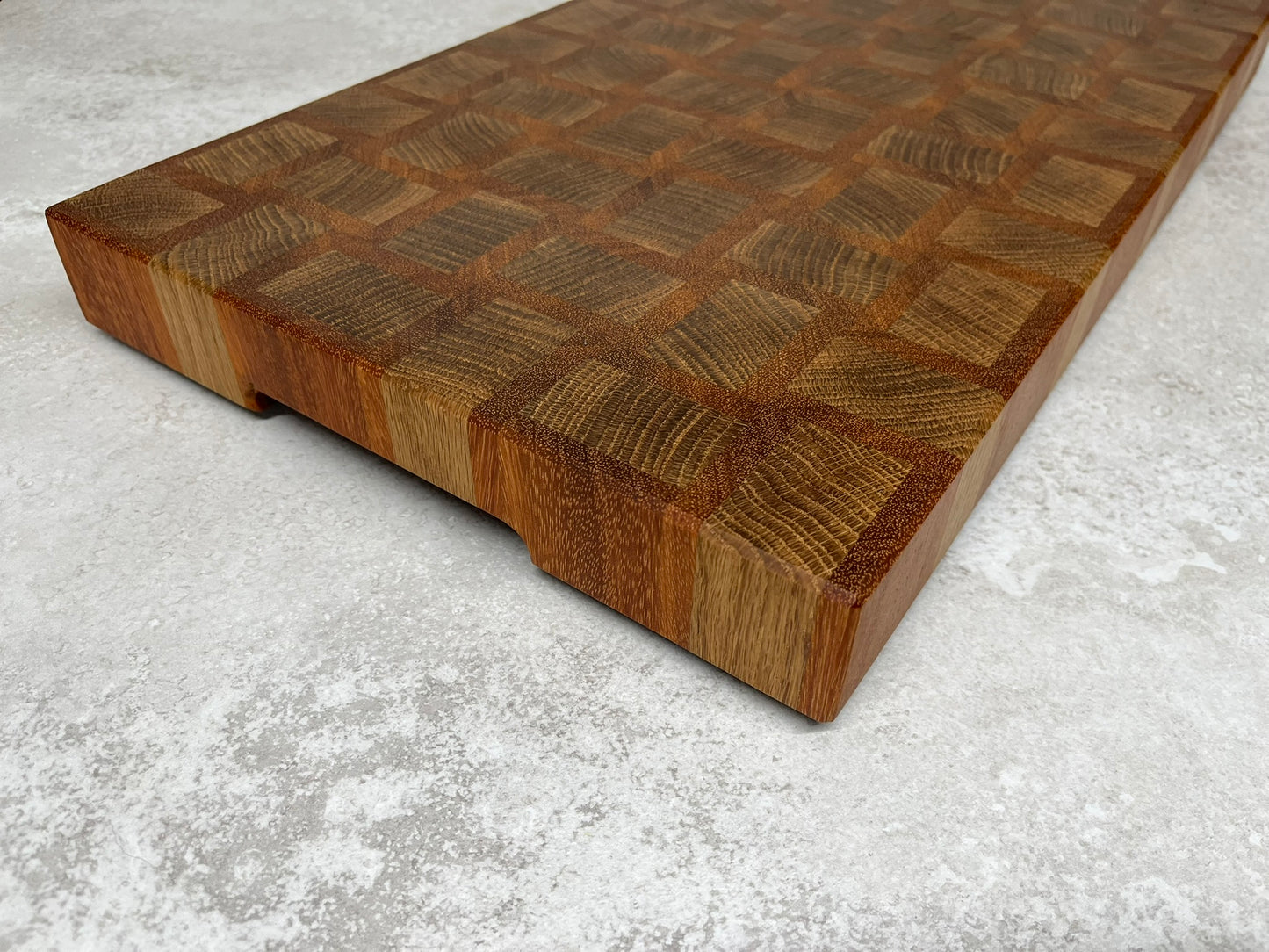 Cast and Wood Handmade Extra Large Wooden Chopping Board, Chunky butchers block style - Made from Oak / Sapele end grain hardwood