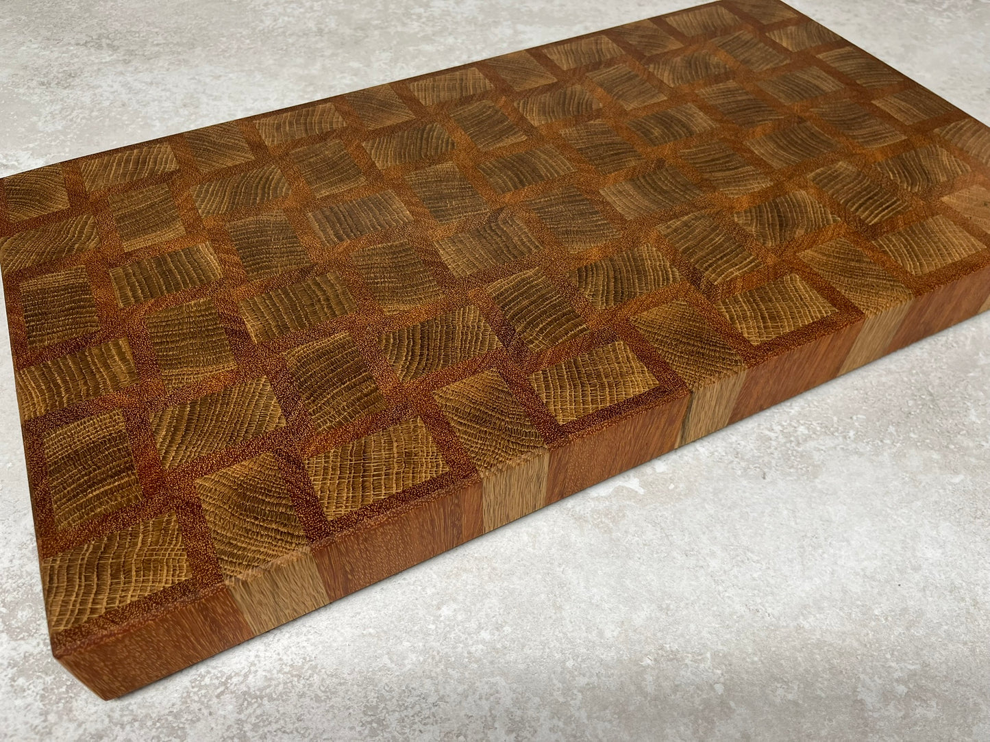 Cast and Wood Handmade Extra Large Wooden Chopping Board, Chunky butchers block style - Made from Oak / Sapele end grain hardwood