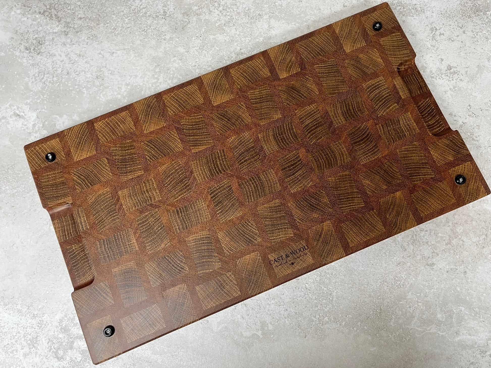 Cast and Wood Handmade Extra Large Wooden Chopping Board, Chunky butchers block style - Made from Oak / Sapele end grain hardwood