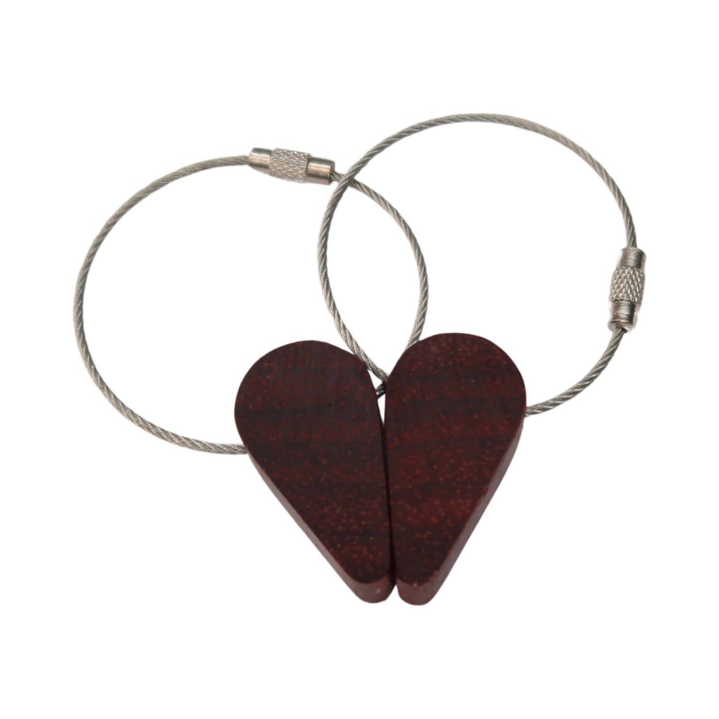 Solid Sapele Half a Heart Keyring