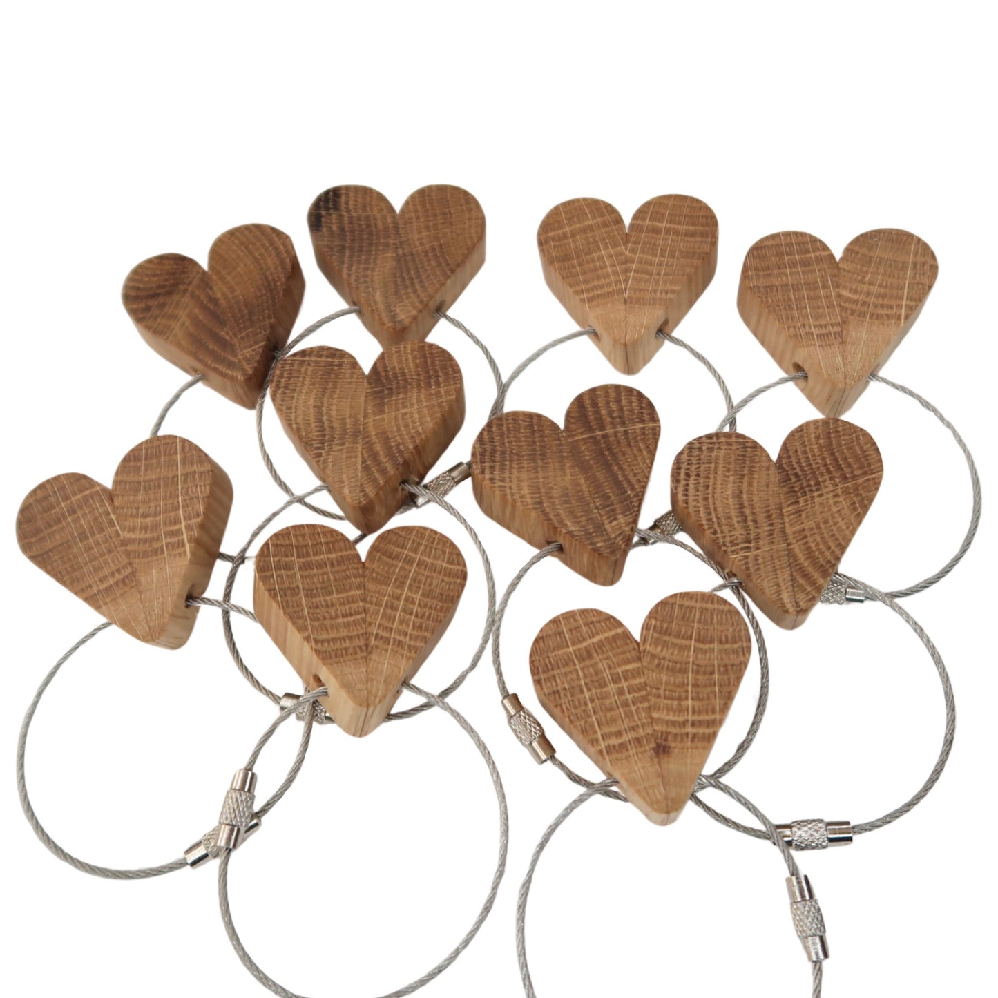 Solid Oak Heart Keyring
