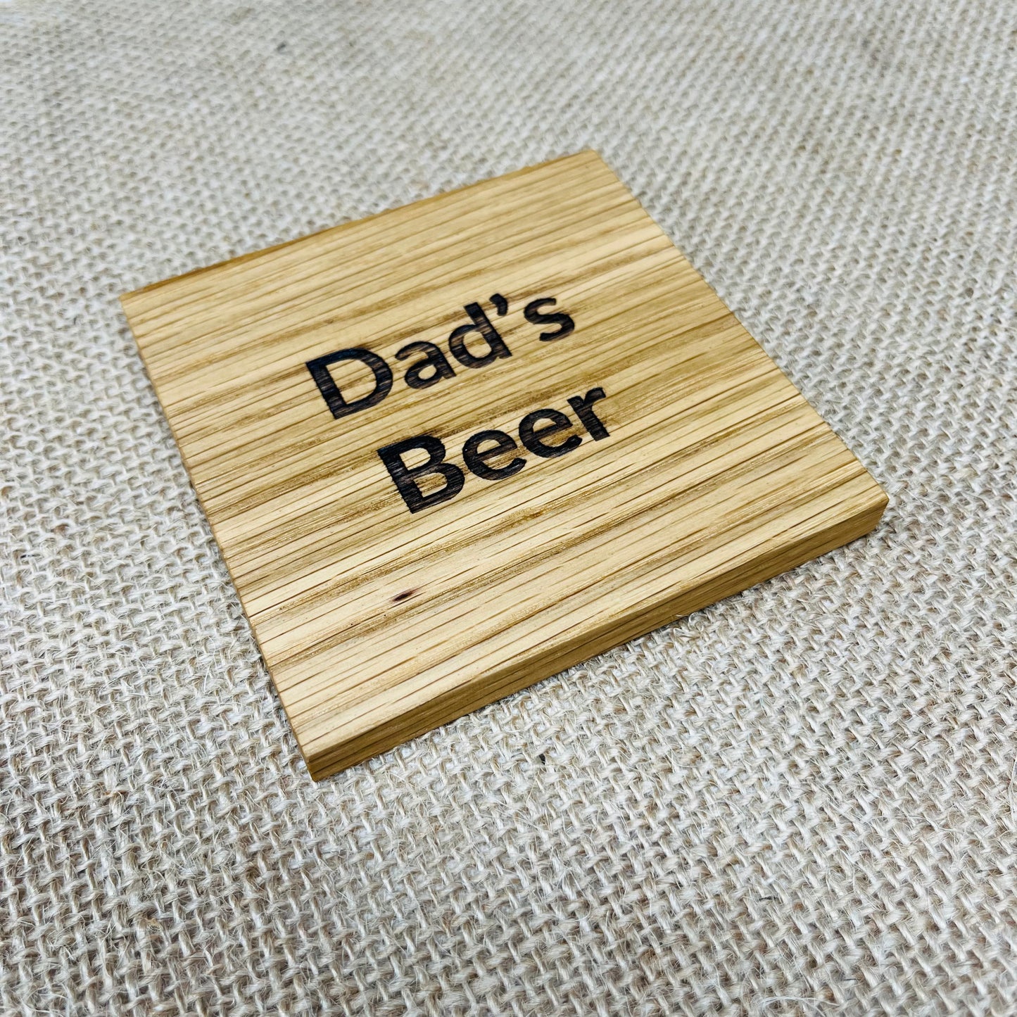 Dad's Beer Coaster - Engraved Solid Oak