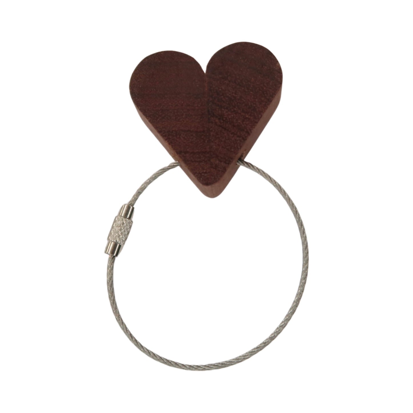 Solid Mahogany Heart Keyring