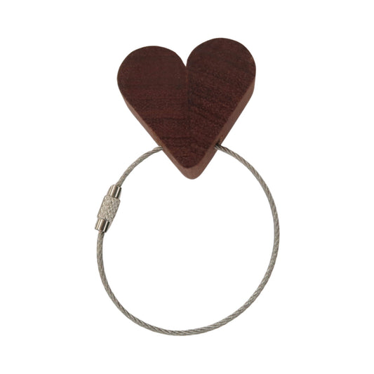 Solid Mahogany Heart Keyring