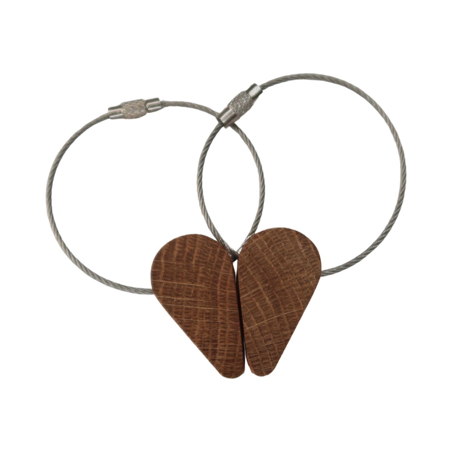 Solid Oak Half a Heart Keyring