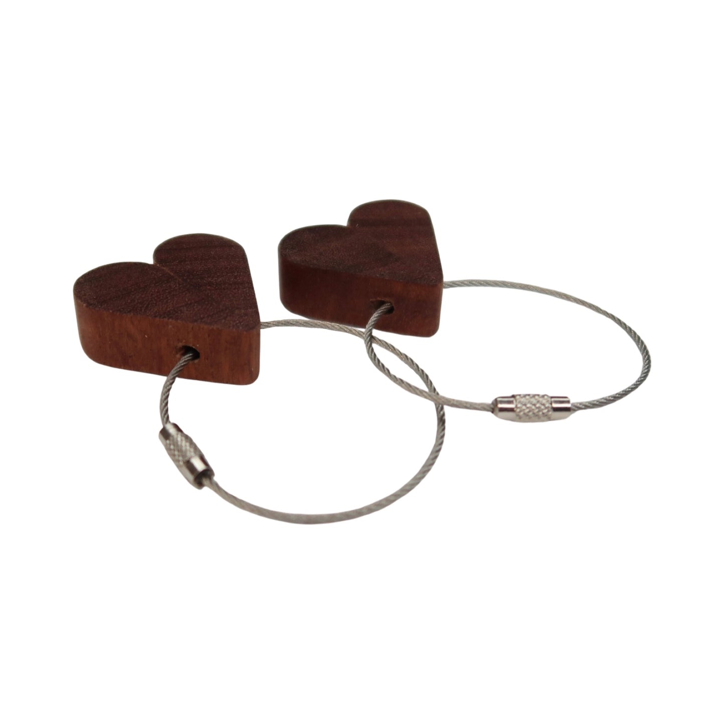 Solid Mahogany Heart Keyring