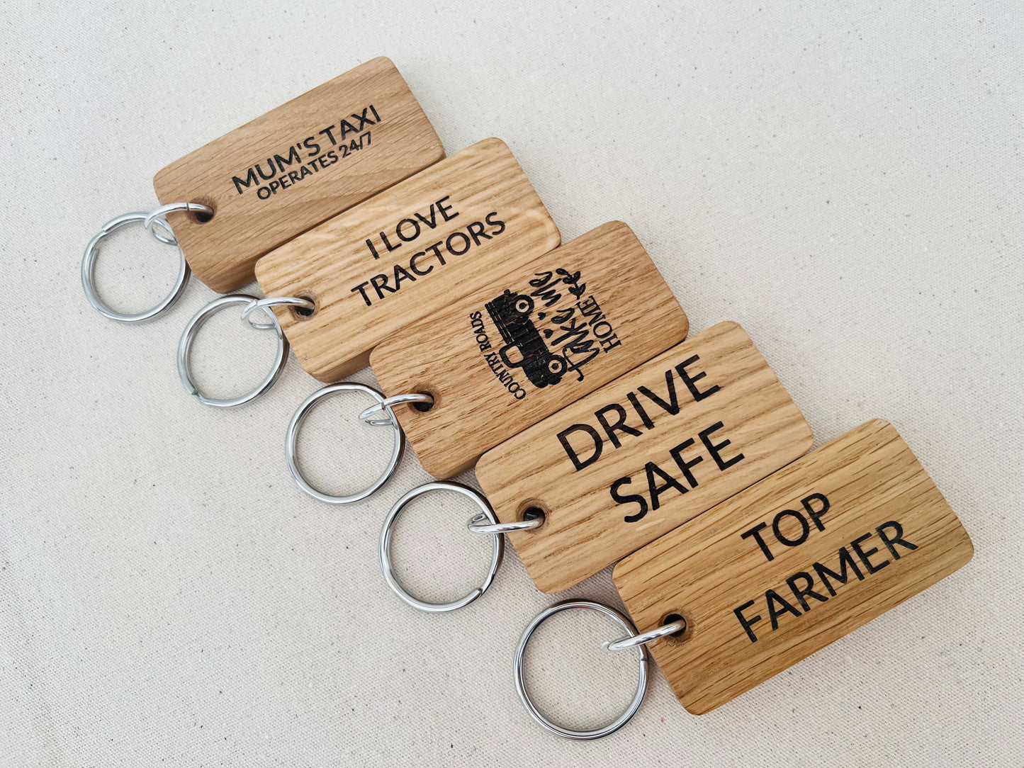 Personalised Small Oak Engraved Keyring