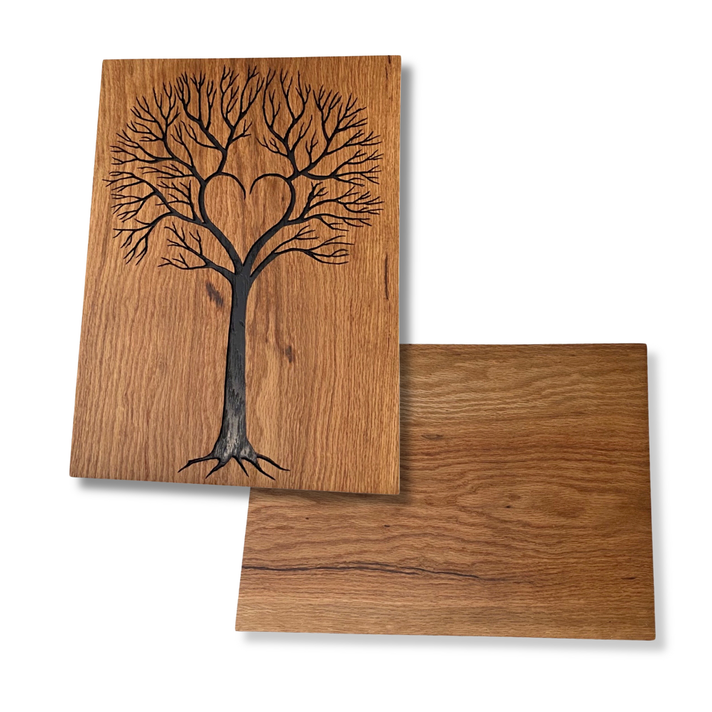 Solid Oak Chopping Board with Hand Carved Tree
