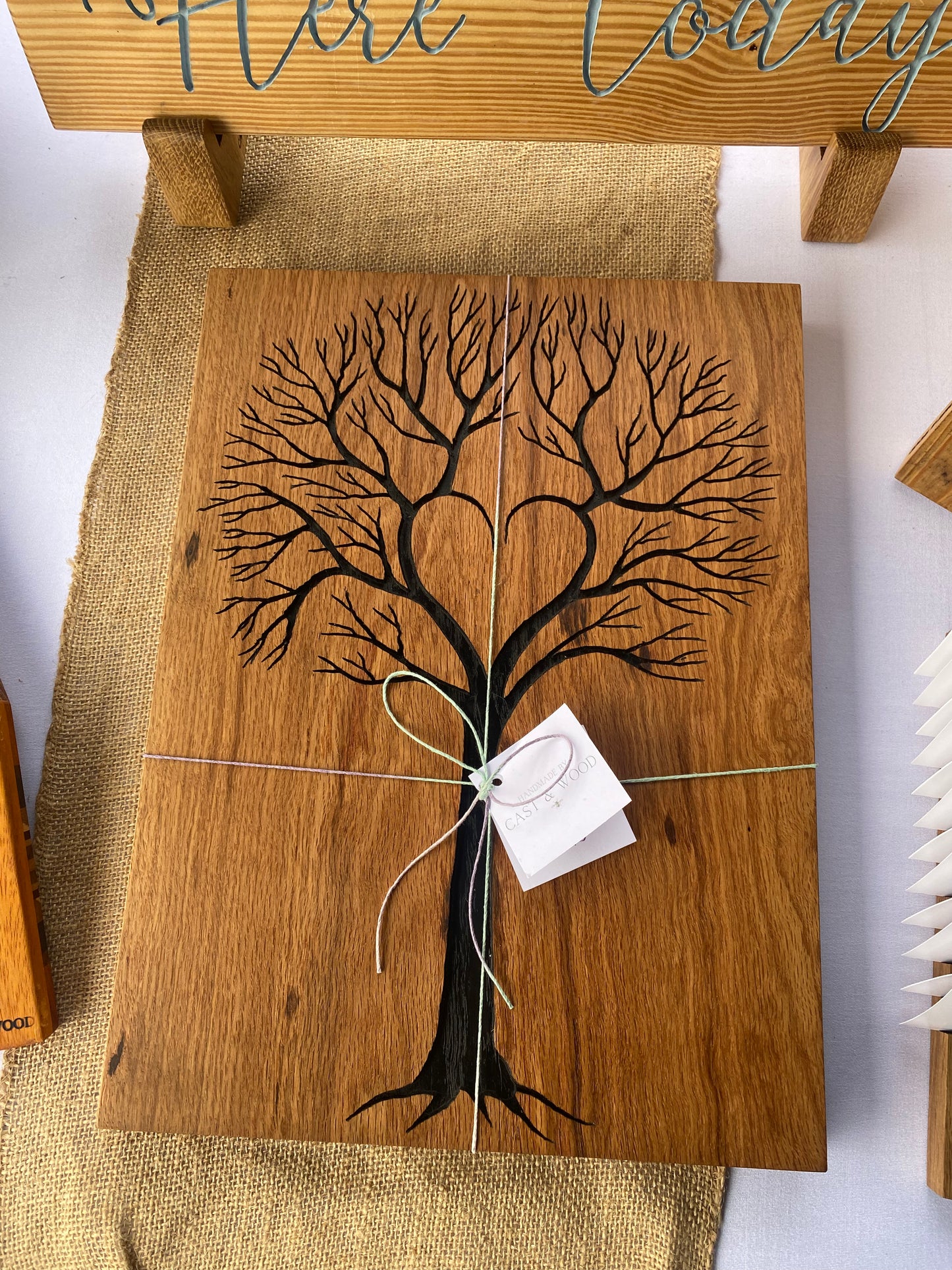 Solid Oak Chopping Board with Hand Carved Tree