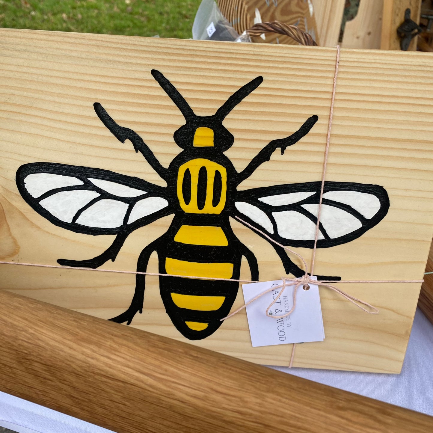 Manchester Bee Hand Carved Sign