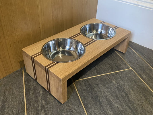 Striped Raised Double Dog Bowl