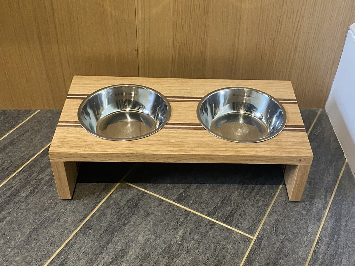 Striped Raised Double Dog Bowl