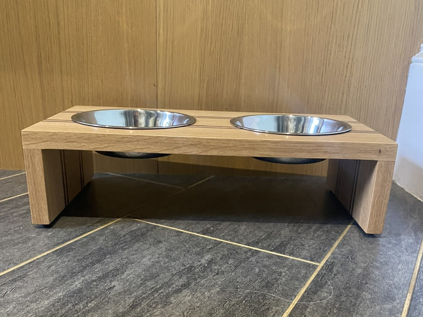 Striped Raised Double Dog Bowl