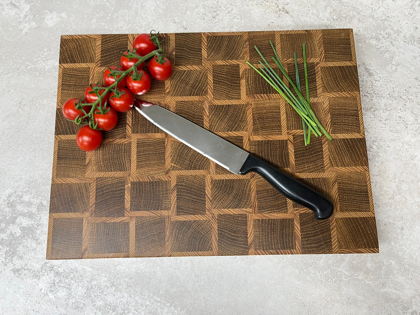 Cast and Wood handmade end grain premium wooden chopping board - Oak and Ash hardwood basketweave design