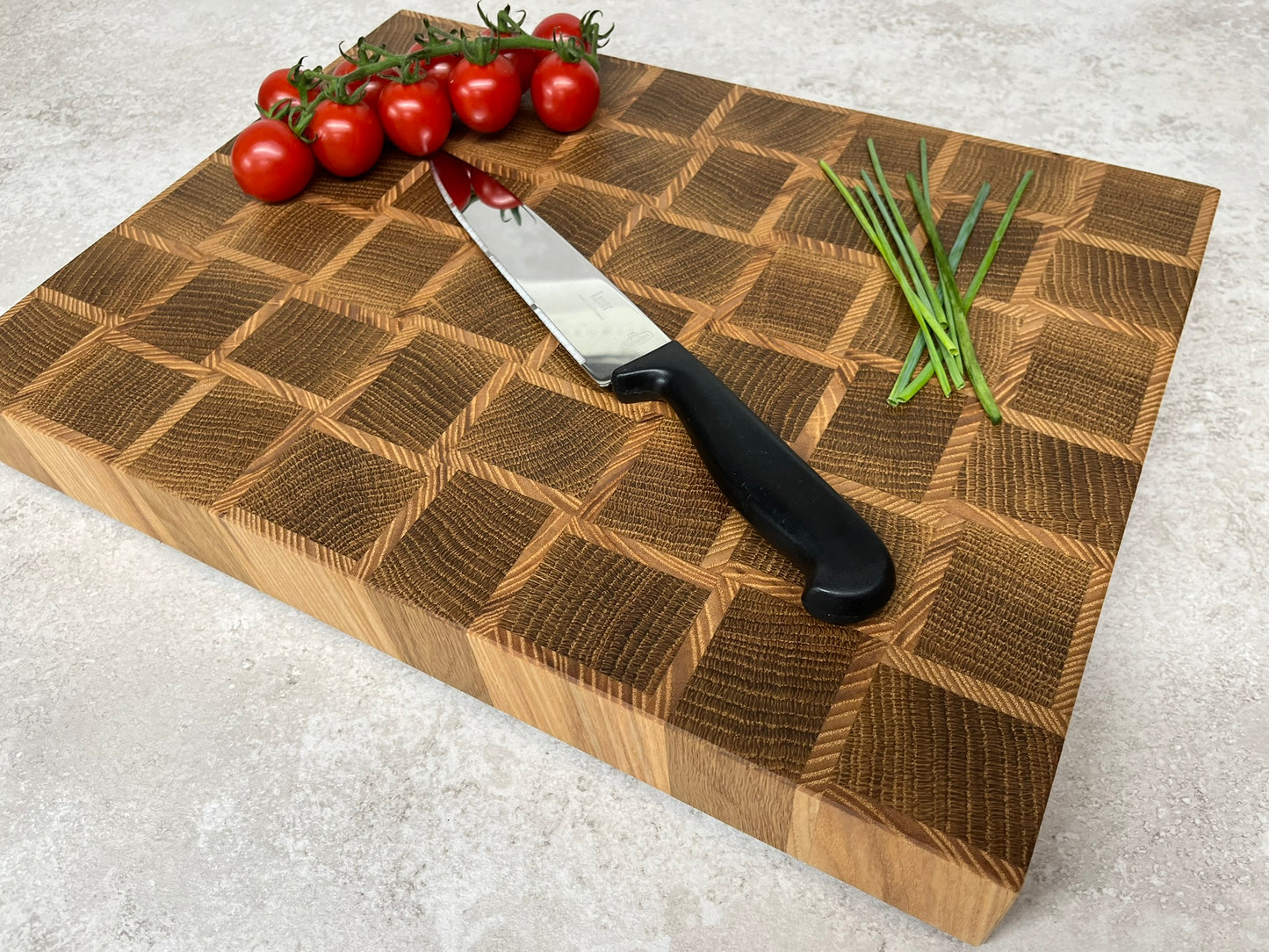 Cast and Wood handmade end grain premium wooden chopping board - Oak and Ash hardwood basketweave design