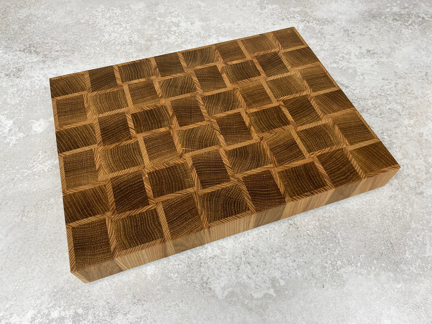 Cast and Wood handmade end grain premium wooden chopping board - Oak and Ash hardwood basketweave design
