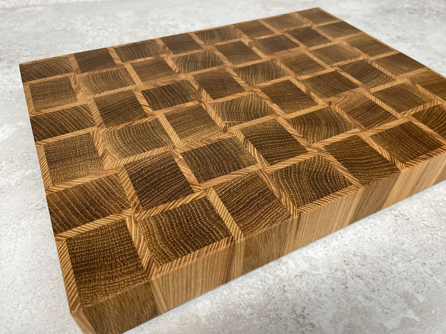 Cast and Wood handmade end grain premium wooden chopping board - Oak and Ash hardwood basketweave design