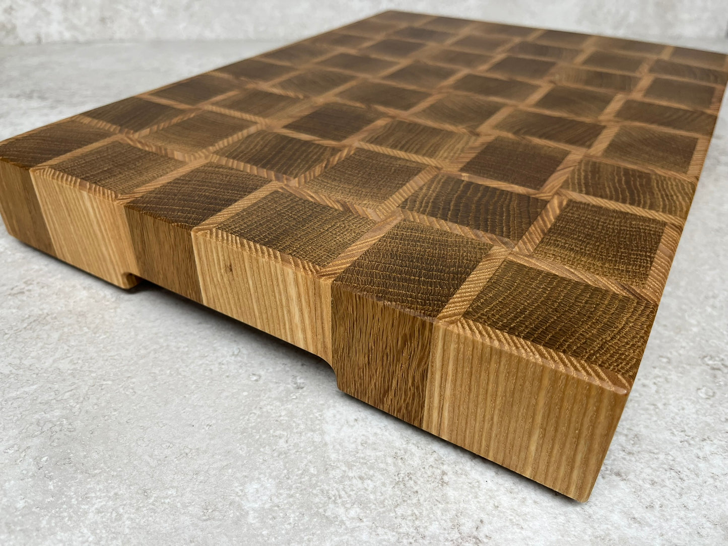 Cast and Wood handmade end grain premium wooden chopping board - Oak and Ash hardwood basketweave design