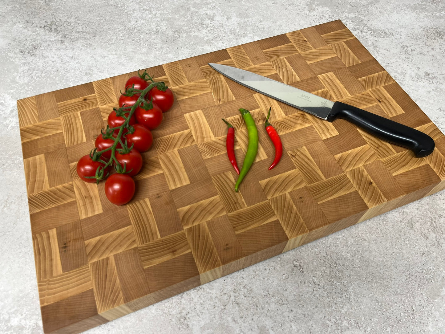 Cast and Wood handmade large end grain chopping board - Ash and Beech design - butchers block style
